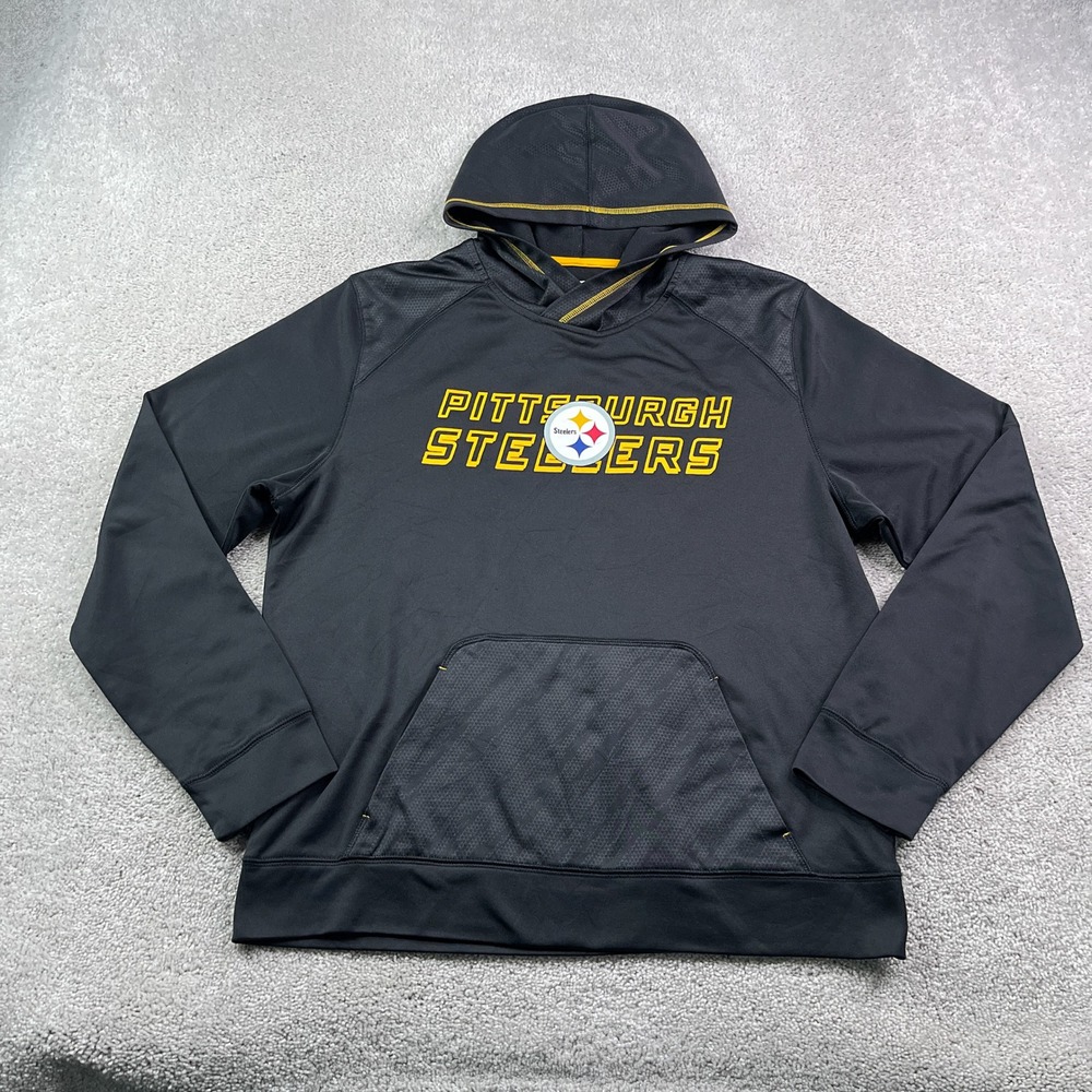 Pittsburgh Steelers Hoodie Mens Large Black Fleece TX3 Warm Pullover Sweatshirt